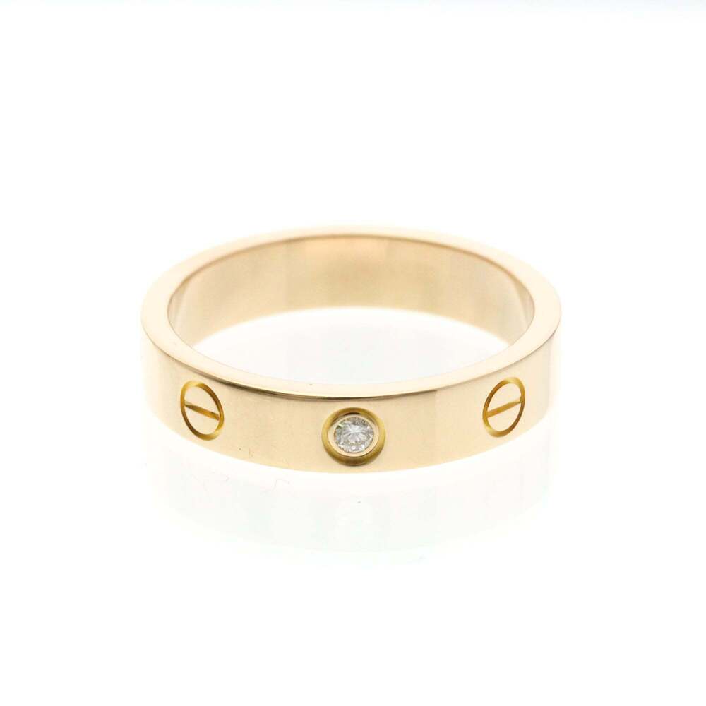 Cartier Mini Love Ring With 1 Diamond Pink Gold (18K) Fashion Diamond Band Ri...